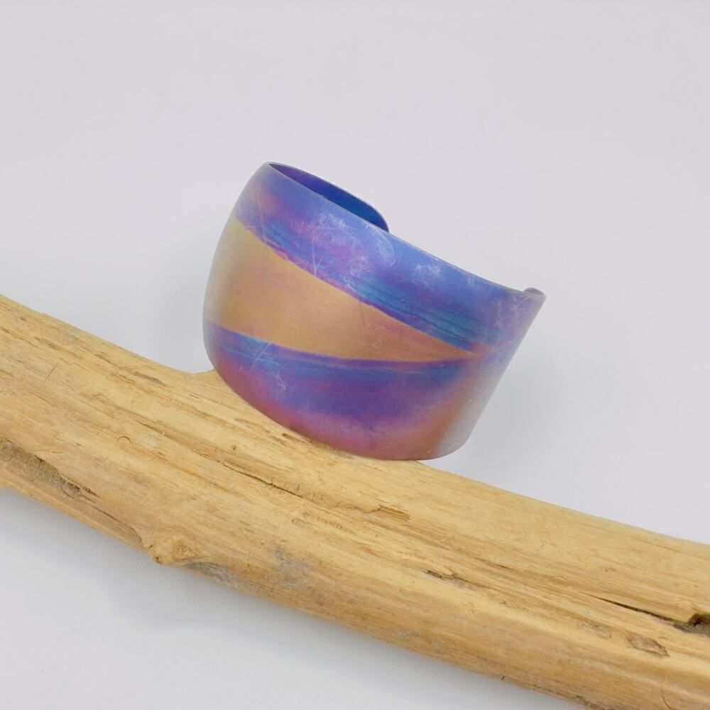 Vintage Anodized Titanium Cuff Bracelet-Iridescent Rainbow Color 1980's